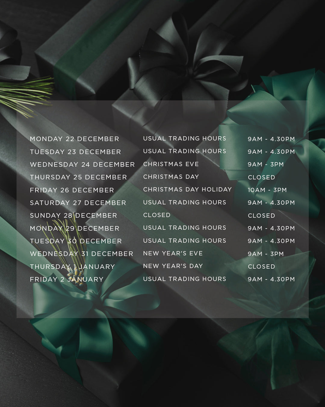 Christmas Trading Hours