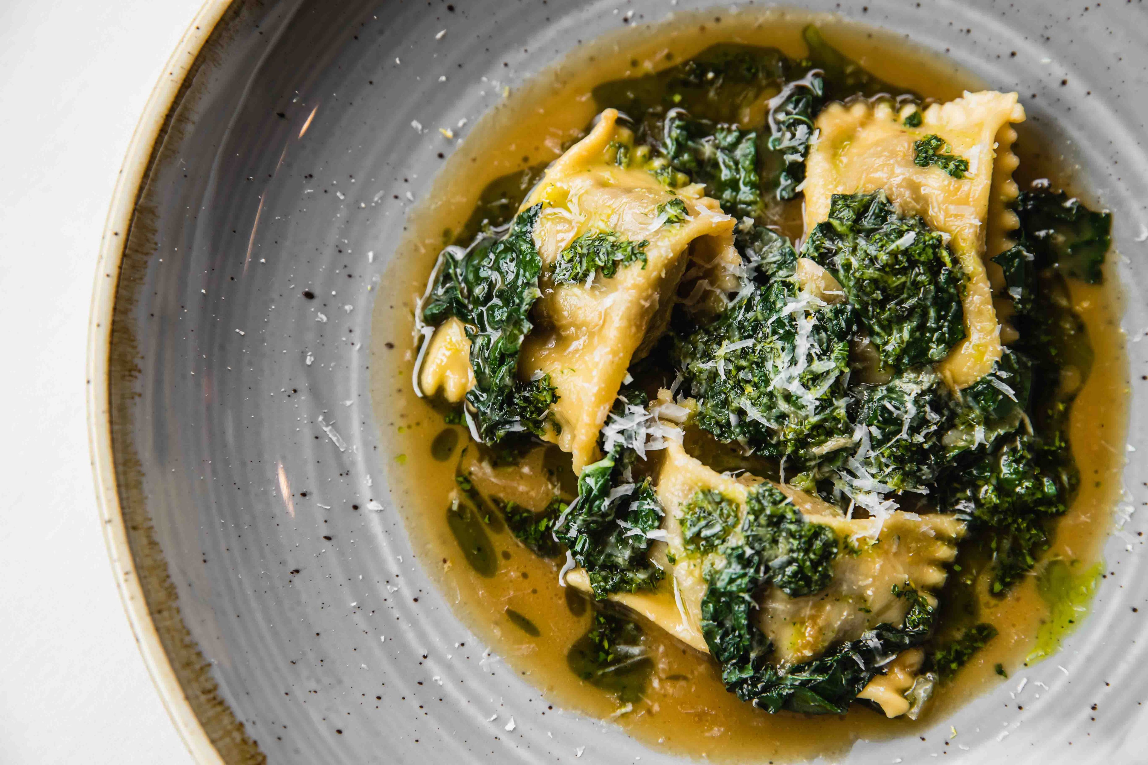 Agnolotti, Otto Reserve Brisket, Mushroom, Cavolo Nero, Gremolata
