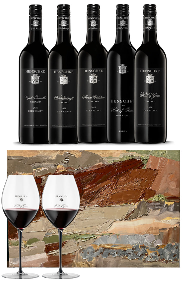 2021 Single Vineyard Collection - ‘An Ancient Land’ Print & Riedel Fatto a Mano Glassware
